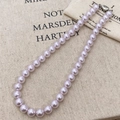 Elegant 8-10mm taro purple pearl necklace featuring a round glossy finish and metal clasp - Taro Purple Pearl (10mm)