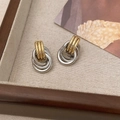 Elegant gold and silver multi-layered hoop earrings in a vintage industrial design - Two Colors