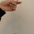 Minimalistische verstellbare Perlenkette in Silber mit mattiertem Kugelanhänger für Damen - Verstellbarer Doppelball-Stil / Silber