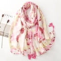 Floral watercolor long shawl scarf with tassels on minimalist background - Pink