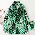 Detail of green polka dot scarf showing lightweight fabric texture and soft frayed edges - 180*85CM / Green (SL2304-019 Green)