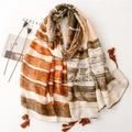 Scialle bohémien a righe con nappe in toni caldi e dettagli dorati per viaggio - Stile a Righe Vintage Toni della Terra Con Nappe (SL2302-004) / Taglia Grande