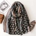 Sciarpa invernale in finto cashmere con pois vintage, strisce e motivi paisley - Grigio (SL2211-013 Grigio)