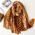 Sciarpa scialle in cashmere spessa e calda con motivi paisley e pois e frange calde - Cachi (SL2211-013 Cachi)