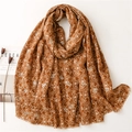 Vintage orange paisley scarf with fringe, cotton-linen feel warm thick winter shawl - 180*85CM / Khaki