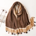 Winter scarf with chain print and fringe tassels styled with Cereal magazine - 180*85CM / Khaki