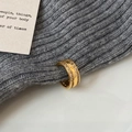 Ear cuff dorato in stile francese con doppia fila di zirconi su maglia grigia elegante - Oro