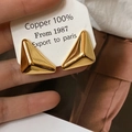 Chic 3D geometric gold pyramid stud earrings in 100% copper with a bold luxury finish - Gold Shiny 3D Earrings