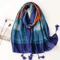 Boho vintage oversized printed scarf with tassels and colorful geometric cashew pattern - Bohemian Color Block (SL2209-037)