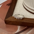 Silver bow ribbon open ring featuring a minimalist adjustable design for women - Silver