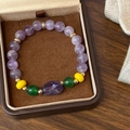 Bracelet artisanal en améthyste violette et calcédoine verte de style chinois moderne - Bracelet en Pierre Naturelle (D-158)