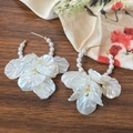 French vintage floral pearl tassel drop earrings in gold plating and S925 silver - Gold (A-345)