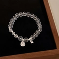 Elegantes Armband aus klaren Kristallperlen mit funkelnden Tropfen- und Rechteckanhängern - Transparenter Tropfen- und Rechteckanhänger-Stil (D-230)