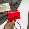Chic red mini crossbody bag with wave flap design and detachable shoulder strap - Red