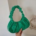 Vibrant green ruched cloud bag with matching scrunchie handle in minimalist style - Green
