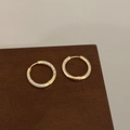 Detailed view of 18K gold plated hoop earrings with micro-pave white zircon stones - Large Full Rhinestone Luxury Style (A-1103)