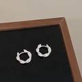 Shiny silver twisted rope hoop earrings for women with minimalist braided texture - Double Strand Twisted Style (A-1282)