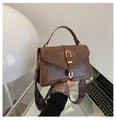 Retro dark brown crossbody bag with bohemian strap and vintage metal clasp buckle - Coffee