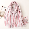 Écharpe d'été rayée rose et gris avec bords à franges pour protection solaire élégante - 180*90CM / Rose (SL2207-018)