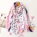Sciarpa in cotone e lino a pois con nappe e patchwork colorato per protezione solare - 180*90CM / Stile Nappa Patchwork a Pois (SL2207-013)
