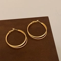Créoles spirales exagérées à double couche avec finition plaquée or mat pour femmes - Style de Bague Double Imbriquée Mate (A-1205)