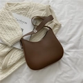 Borsa a tracolla retrò francese in pelle marrone scuro con fibbia in metallo argento - Marrone Scuro