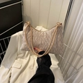 Fashion champagne pleated corduroy tote bag with sleek faux leather shoulder straps - Khaki