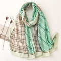 Schal mit Patchwork-Muster aus Hahnentritt und Karos aus weichem, leichtem Stoff - Langer Stil / Grün (SL2209-029)