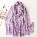 Elegant purple geometric printed scarf with gold foil details and fringe for beach travel - Purple