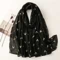 Lightweight black scarf with gold deer pattern displayed as a stylish wrap shawl - 180*90CM / Black