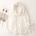 White linen-feel scarf with gold foil diamond pattern displayed on flat lay background - White