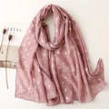 Detail of dusty pink scarf with gold diamond foil patterns and soft cotton-linen texture - Taro Purple