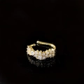 Elegant gold plated double row crystal ear cuff with adjustable vintage luxury design - Double Row Zirconia Adjustable Ear Cuff (A-454)