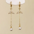 Elegante Fischschwanz-Quastenohrringe mit Goldbeschichtung und Perlen - Fischschwanz Quaste Perle Ohrringe