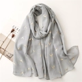 Detail of light gray scarf with metallic gold stag head patterns on soft fabric - 180*90CM / Dark Gray