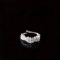 Elegant silver ear cuff with micro-pave cubic zirconia on reflective black surface - Full Pave Crystal Cluster Style (A-454)
