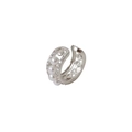 Detail of silver C-shape ear cuff featuring white pearls and pavé cubic zirconia accents - Pearl and Zirconia C-Shape Style (A-5)