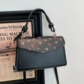 Sweet black cherry-style handbag with floral bow flap and knotted handle decoration - Pink Floral And Ribbon Bow Style / Black