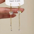 Orecchini a farfalla dorati con nappe iridescenti e zirconi cubici scintillanti - Oro