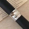 Irregular wide glossy crinkled silver open ring with modern minimalist layered design - C-394 Glossy Silver (Irregular Double Layer)