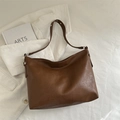 Vintage bruine hobo draagtas van imitatieleer met zachte textuur voor stijlvolle dames - Zonder hanger / Bruin