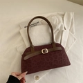 Borsa hobo vintage bordeaux con stampa leopardo, cinturino marrone e fibbia oro - Leopardo Rosso Vino