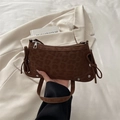 Braune Leopard-Baguette-Tasche in Matt-Optik mit Schleifen-Details und Nieten - Braun