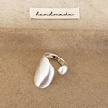 Minimalist silver matte brushed irregular open ring on a handmade kraft background - Adjustable Open / Silver Brushed Style