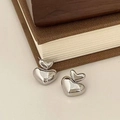 Minimalist silver heart-shaped stud earrings in a high-shine finish and solid aesthetic - Heart Stud Earrings (A-121)