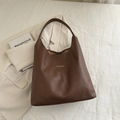 Borsa tote marrone in pelle vintage con scritta FASHION dorata e trama stropicciata - Marrone