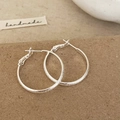 Silver textured hoop earrings with matte shimmer finish and secure leverback closure - Silver Color 3.0cm
