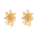 Elegant gold fireworks stud earrings with sparkling cubic zirconia on white background - Gold Firework Stud Earrings