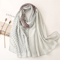 Sciarpa lunga in cotone e lino a quadri e leopardo da donna, scialle estivo leggero - Patchwork Grigio-Verde (SL2108-015)