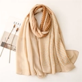 Lightweight cotton-linen long scarf with floral patterns and geometric collage design - Khaki Patchwork (SL2108-015卡其)